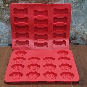 2 Pack Combo Silicone Mold Trays Dog Paw and Bone